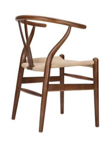 Wishbone Chair Y Chair Solid Wood Dining Chairs Rattan Armchair Natural (Ash Wood - Walnut)