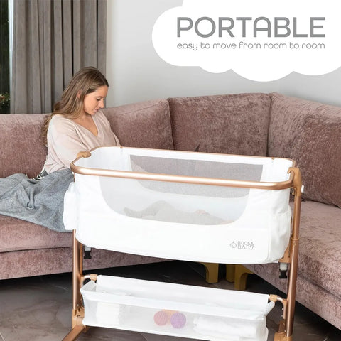 Baby Bassinet, Bedside Sleeper for Baby, Easy Folding Portable Crib with Storage Basket for Newborn