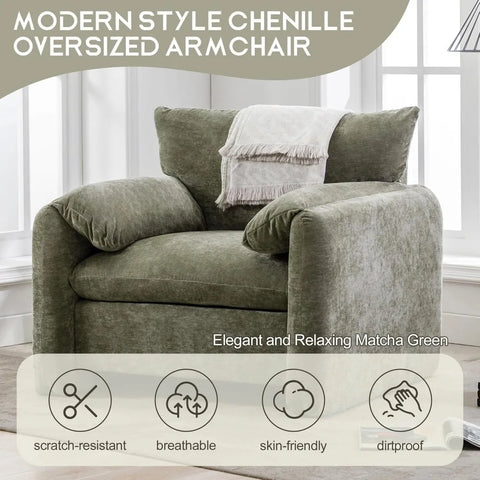 Chenille Oversized Armchair-Modern Accent Chair & Single Sofa Lounge, 38.6'' Wide, Comfortable Seating for Living Room & Bedroom