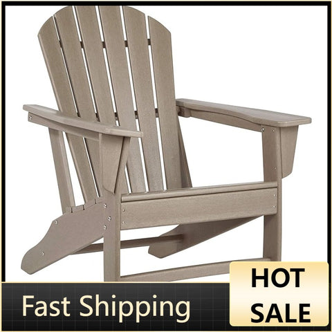 Signature Design by Ashley Sundown Treasure Outdoor Patio HDPE Adirondack Chair, Light Brown