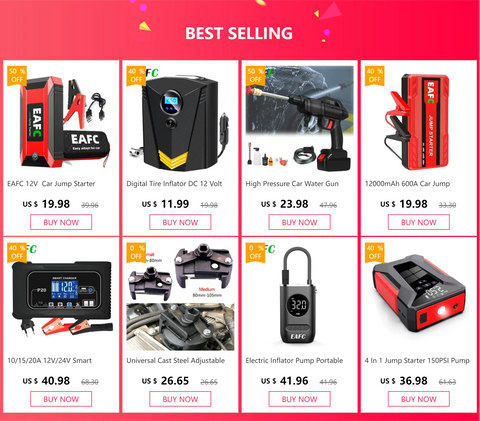 EAFC Jump Starter 4 In 1 Pump Air Compressor 600A 8800mAh Power Bank 12V Digital Tire Inflator 150PSI Emergency Battery Boost