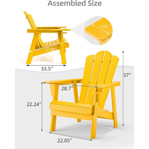 Adirondack Chair Oversized Balcony Porch Patio Outdoor Chair for Lawn, Backyard, Deck, Garden, Camping - Easy Installation