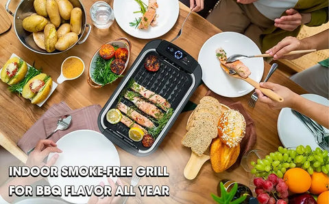 Grill, Techwood 1500W Smokeless Electric Grill with 2 in1 Nonstick Grill/Griddle Plates, Portable Korean BBQ Grill with 6