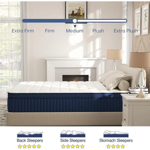 California King Mattress 12 Inch, Cal King Mattress in a Box, Hybrid Mattress, Ultimate Motion Isolation with Memory