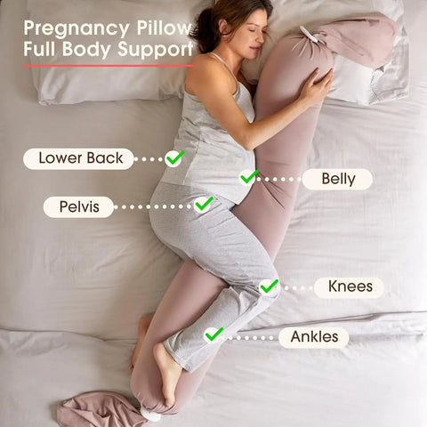 bbhugme Adjustable Pregnancy Pillow – Full Body Support for Side Sleeping - Adjustable Firmness and Shape - Supports Back, Legs,