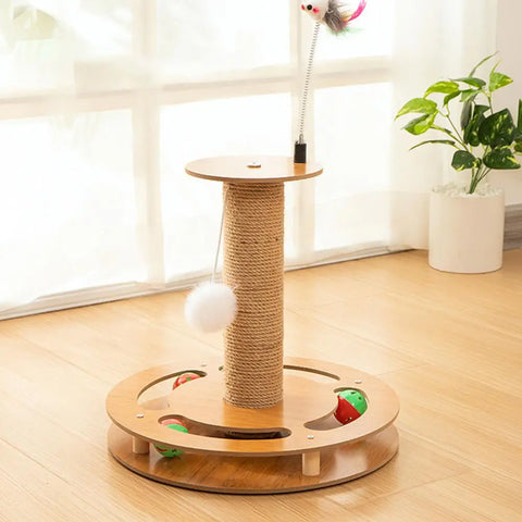 4 In 1 Cat Scratching Post Interactive Cat Scratcher Spring Cat Toy Fun Pet Training Toy Sisal Rope Cat Scratcher For Indoor