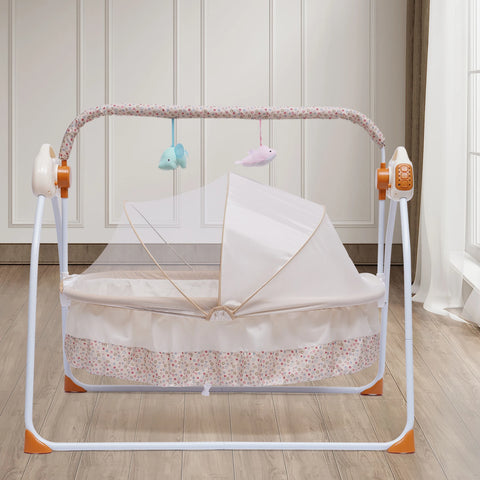 5 Gears Electric Auto-Swing Baby Crib Cradle Sleep Bed Infant Rocker+Net Music Bluetooth Music Adjustable+ Mat