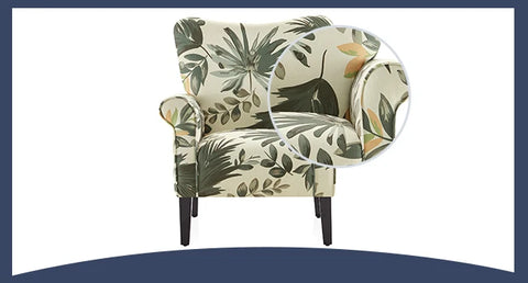 BELLEZE Modern Accent Chair for Living Room, High Back Floral Armchair with Wooden Legs, Upholstered Wingback Side Chair Padded