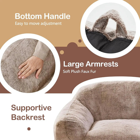 Giant Bean Bag Bag Sofa Chair with Armrests, Bean Bag Couch Stuffed High-Density Foam, Plush Lazy Sofa Comfy