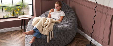 3 in 1 Memory Foam Bean Bag Chair, Convertible Bean Bag Chair with Machine Washable Cover, Giant Bean Bag Chairs for Adult