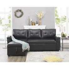 Sleeper Sectional Sofa with Convertible Sofa Bed &Inviting Chaise.Find Tranquil Comfort Stress-Relieving Design &Du