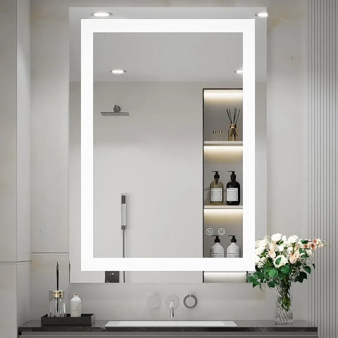 36 x 24 Inch LED Bathroom Mirror for Vanity,Wall Mounted Lighted Mirror, Frameless Bathroom Mirror with Lights Dimmable