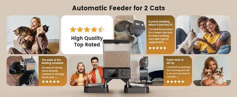 Automatic Cat Feeder for 2 Cats, 20 Cups/5L Automatic Cat Food Dispenser for Small Pets Indoor, Timed Cat Feeder for Dry Food