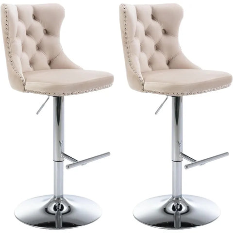 Swivel Bar Stools Set of 4,Adjustable Barstools with Back Velvet Tufted Counter Stools Modern Upholstered Bar Chairs