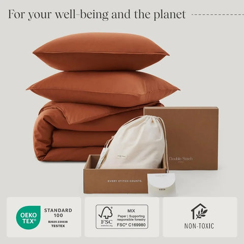 Cotton Tencel Duvet Cover Set - Luxe Duvet Cover Soft, Textured Bedding Set Eucalyptus Lyocell, Perfect for House Warming Gift