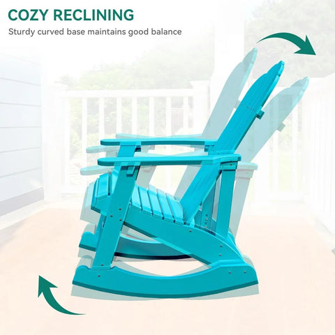 Outdoor Rocking Adirondack Chair Set of 2 Heavy Duty Plastic Rocking Chairs with Rotatable Cup Holder Oversized Rocker Chair