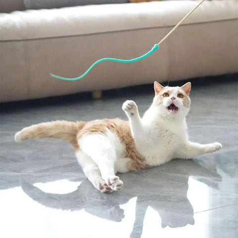 Cat Wand Toy Silicone Cat Toy Teaser Silicone Silicone Cat Stick Mice Tail Cat Toy For Medium Cats Pets Small