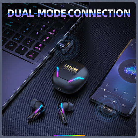 ONIKUMA T27 Dual-mode Earbuds Wireless Earphones 2.4Ghz Low Latency Gaming Headset with Charging Box Touch Control RGB Headset