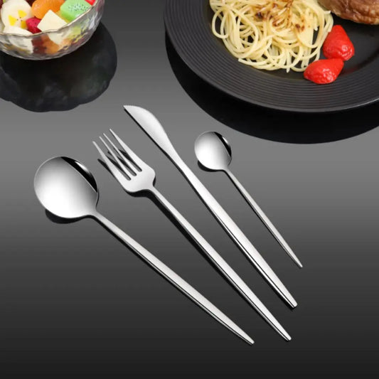 24pcs Dinnerware Set Stainless Steel Steak  Fork Coffee Spoon Teaspoon Flatware Dishwasher Safe Kitchen Tablewar