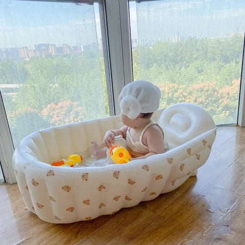 Baby Inflatable Bathtub Portable Baby Bath Tub Non-slip Travel Bathtub Mini Air Swimming Pool Child Thick Folding Shower Tub