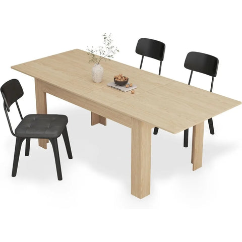 Extendable Dining Table  Wooden Dining Room Table, Modern Extendable Table for Gatherings, Meeting for Small Kitchens