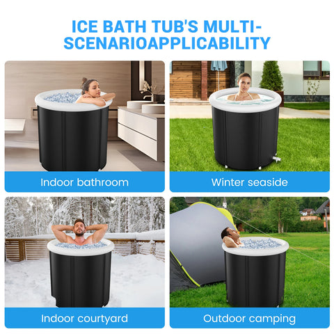 400L Large Ice Bath Tub Outdoor with Cover Portable Bathtub Athletes Cold Water Therapy Tub for Recovery Cold Plunge Tub