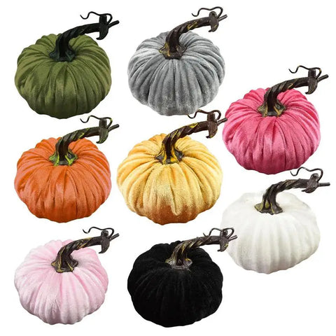 10cm Velvet Pumpkin Halloween Decoration Soft Foam Stuffed Simulated Pumpkin Artificial Pumpkin Autumn Fall Ornaments