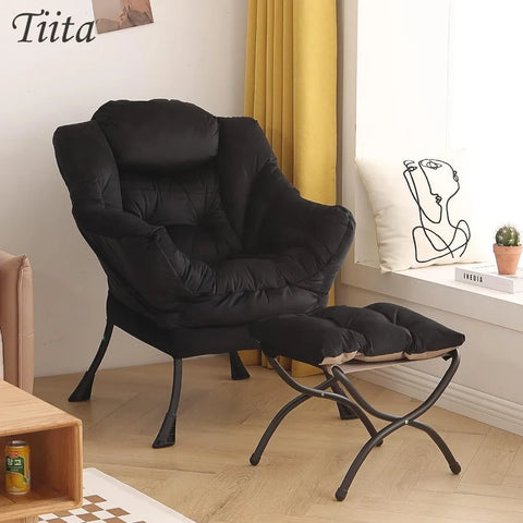 Tiita Lazy Chair with Ottoman, Modern Large Accent Lounge Chair, Leisure Sofa Armchair with Ottoman, Reading Chair