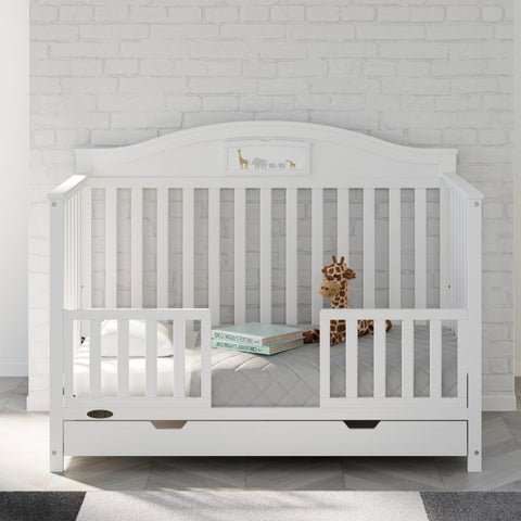 2023 New Graco Story 5-in-1 Convertible Baby Crib with Drawer, Pebble Gray