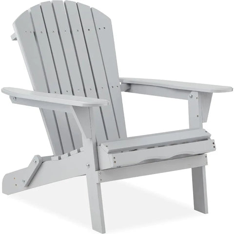 Best Choice Products Folding Adirondack Chair Outdoor Wooden Accent Furniture Fire Pit Lounge Chairs for Yard, Garden, Patio