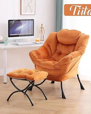 Lazy Chair with Ottoman, Modern Large Accent Lounge Chair, Leisure Sofa Armchair with Ottoman, Reading Chair with Footrest