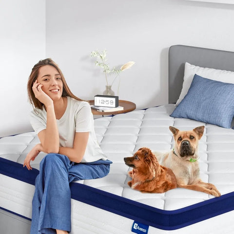 Avenco King Size Mattress, 12 Inch King Mattresses in a Box, Hybrid Spring Mattresses with Comfort Foam and Pocket Coils