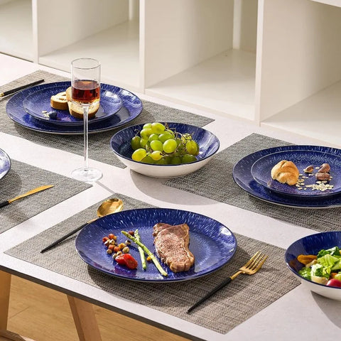 12 Piece Round Kitchen Dinnerware Set,Service for 4, Chip Resistant Porcelain