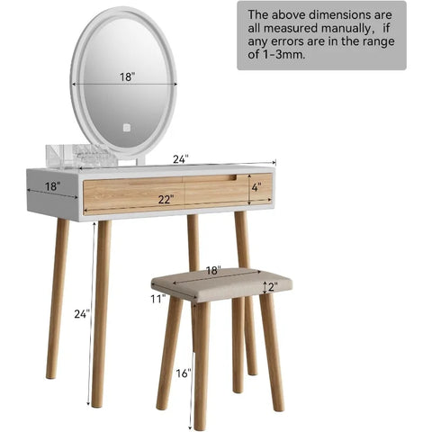 Makeup Vanity Desk with Lights,Small Vanity with Adjustable Brightness Mirror for Samll Spaces,Vanity Desk with Drawers