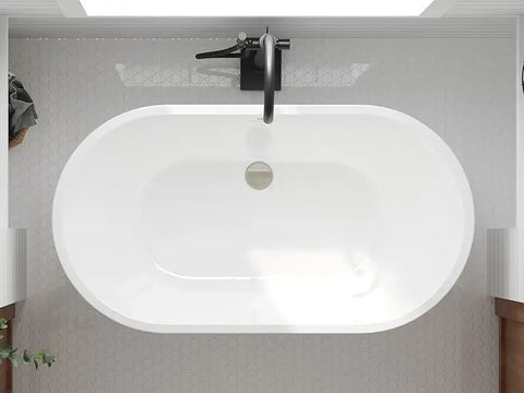 47" Bali Acrylic Freestanding Bathtub, Graceful Shape, cUPC, Toe-Tap Drain, Linear Overflow