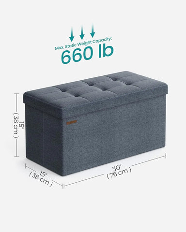 15 x 30 x 15 Inches Folding Storage Ottoman Bench, Storage Chest, Foot Rest Stool, Light Denim Blue ULSF047Q01