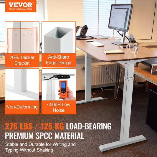 VEVOR Standing Desk Frame  Electric Stand Up Computer Desk Legs Ergonomic DIY Workstation Base for Home and Office Black white