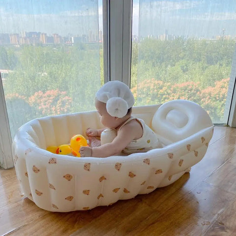 Baby Inflatable Bathtub Portable Baby Bath Tub Non-slip Travel Bathtub Mini Air Swimming Pool Child Thick Folding Shower Tub