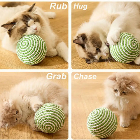 Cat Scratcher Sisal Multipurpose Sisal Cat Scratching Ball With Bell Wear-Resistant Funny Cat Scratching Board Cat Ball Toy