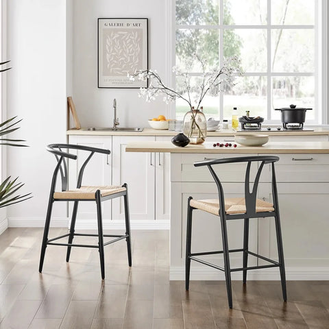 2024 New Springwood Wishbone Metal Counter Bar Stool 2 Pack for Indoor