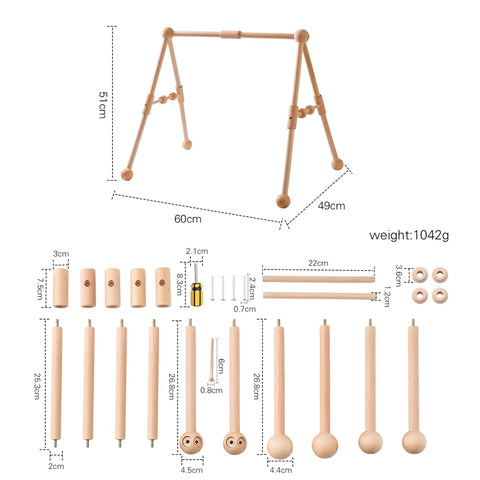 1 Set Of Wooden Baby Gym Newborn Activity Fitness Stand  Baby Pendant Crib Decoration Baby Accessories Rattle Toy Gifts For Baby