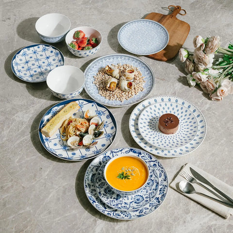 BTaT- Dinnerware Sets for 4, 12 pcs, Ceramic Dinnerware Sets, Plates and Bowls Sets for 4, Dish Set, Plate Set for 4, Dishes Set