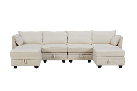 Modern Large U-Shape Modular Sectional Sofa,  Convertible Sofa Bed