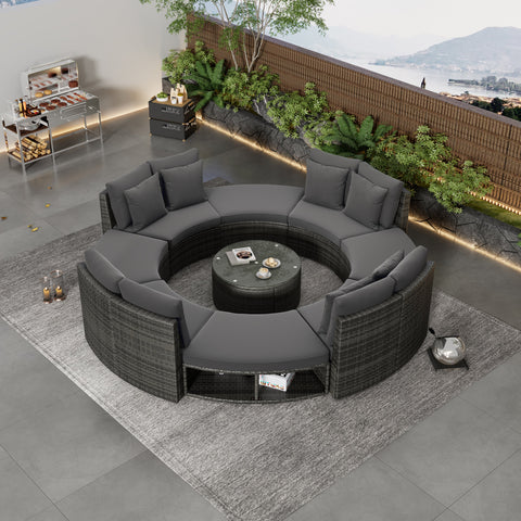 9-Piece Outdoor Patio Furniture Luxury Circular Outdoor Sofa Set