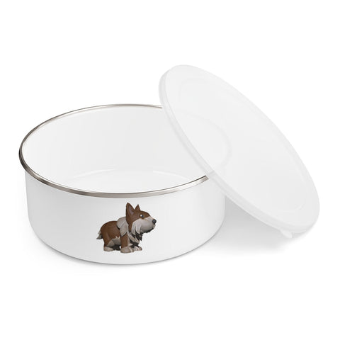 Brown Dog Enamel Bowl