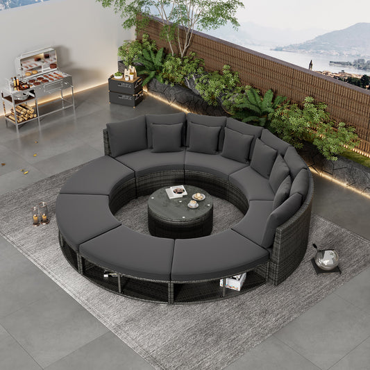 9-Piece Outdoor Patio Furniture Luxury Circular Outdoor Sofa Set