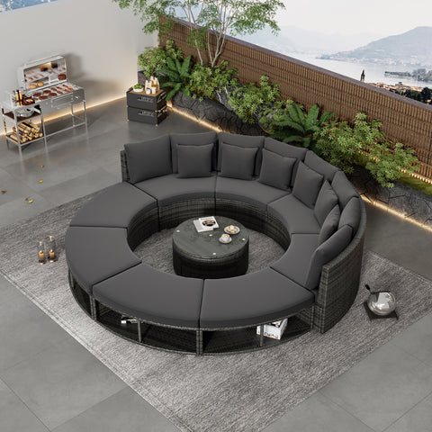 9-Piece Outdoor Patio Furniture Luxury Circular Outdoor Sofa Set