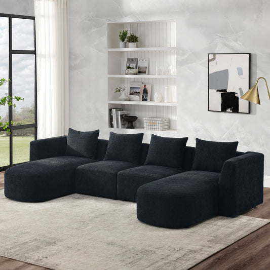 U Shape Sectional Sofa including Two Single Seats and Two Chaises,