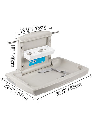 VEVOR Baby Changing Station Commercial Wall Mounted Baby Diaper Changing Table Fold Down Vertical Restrooms Baby Changing Table