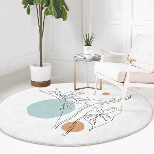 Abstract Round Rug, Abstract Non Slip Washable Area Rug, Living Room